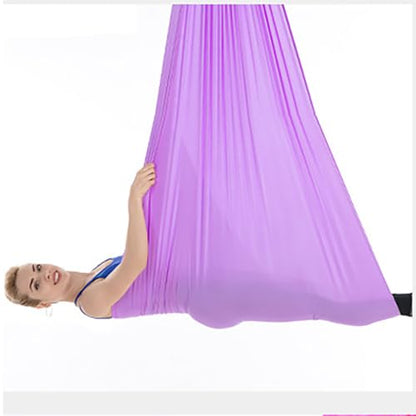 Aerial Yoga Hammock L:5M W:2.8M 5.5 Yards Aerial Pilates Silk Yoga Swing Set with 2000 Ibs Load Include Daisy Chain, Pose Guide - color: Light Purple
