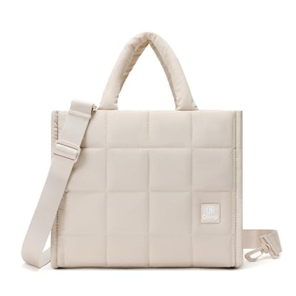 Quilted Crossbody Bags for Women,Puffer Weekender Overnight Bag,Purse Handbag Organizer,Small Tote Bags Shoulder Bag - color: Beige