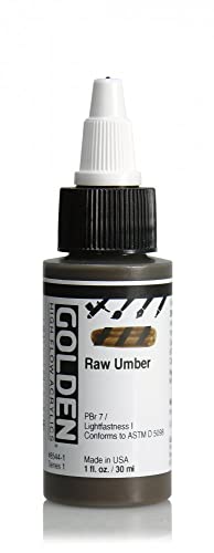 GOLDEN High Flow Acrylics, Raw Umber, 1 fl. oz. Bottle | Artist grade paint blending the strength of acrylic and versatility of ink for spraying, drawing, staining and mixed media. - color: Raw Umber