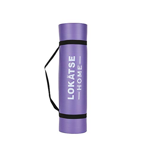 LOKATSE Home All Purpose Thick Yoga Mat with Carrying Strap High Density - color: Purple