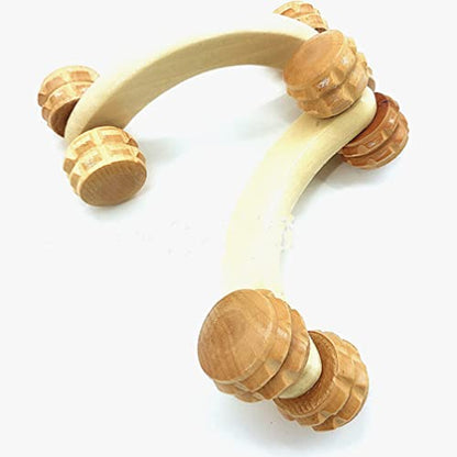 LALAFINA Massage Roller Wooden Back Massager Roller for Muscle Tension Relief Handheld Body for Yoga Stretching Blood Circulation Portable 6.29 X 2.67 X 2.36 in