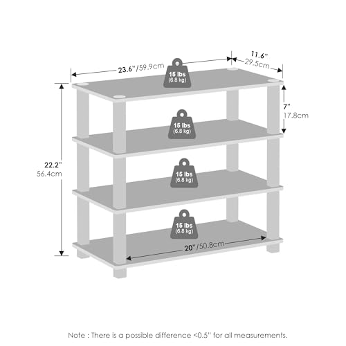 Furinno Turn-N-Tube Storage Shelves Set of 2, 4-Tier Stackable Standing Shelf, Open Corner Shelf, for Organization and Storage, Living Room, Garage, Home Office, Espresso - color: Espresso, size: 4-Tier (Set of 2)