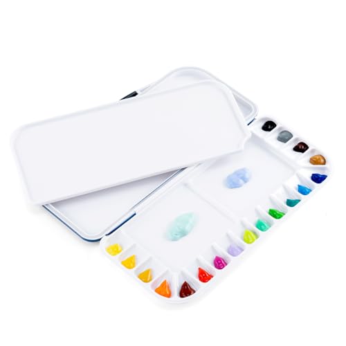 Transon Watercolor Palette Folding with Lid 18wells 2 Mixing Areas and 1 Large Mixing Tray Also for Gouache Acrylic Paint Palette Pink Color - color: Pink