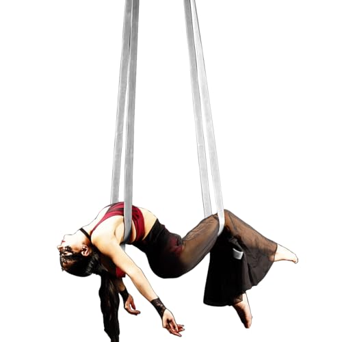 6.6ft 2m Aerial Loops Aerial Straps Ropes Aerial Acrobatics Body Loop Trapeze Circus Apparatuses Equipment Yoga Straps 1 pairs - color: Light Grey