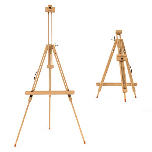 ARTEZA Easel Stand 37.4x39.4x78.3", Tripod Beechwood Display Stand with Steel Fittings for Painting & Displaying Artwork