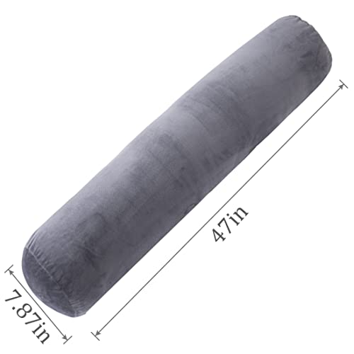 1 MIDDLE ONE Body Pillow for Adults, Bolster Pillow with Removable Velvet Cover, Long Round Cervical Roll Pillow, 47 x 7.87 Inches, Grey - color: Grey, size: 47 inch
