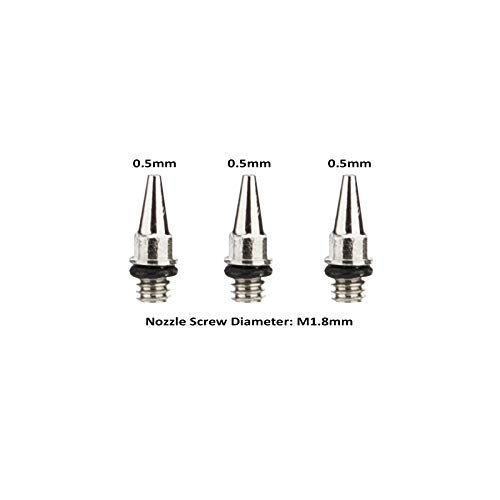 3PCS 0.5mm Airbrush Nozzles and Needles Replacement Parts with 11 in 1 Airbrush Cleaning Repair Tool for Airbrush Gun - size: 3PCS 0.5mm Nozzle and Needles/Cleaning Kit