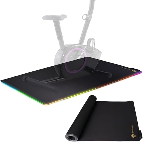LED Exercise Equipment Mat 24x48in / 30x60in - Stylish Non-Slip Floor Protection for Spin Bikes, Walking Pads, and Ellipticals - Exercise Bike Mat, Peloton Bike Mat, Peloton accessories - size: 24 x 48