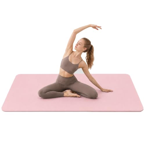 Yoga Mat 72''x24''/35''(8mm/10mm) for Beginners, Thick and Wide Yoga Mat with Carrying Strap for Pilates, Stretching and Home Workout - color: Pink, size: 72*35*0.4inch