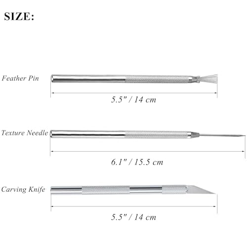3 in 1 Clay Needle Tools Sculpting Ceramics Pottery Carving Tools for Model Clay Supplies, Ceramic & Pottery Tool Includes Sculpture Feather Pin Carving Knife Needle Texture Tool,6PCS Total,LXLVOUEG - size: 5.5 inch-PinKnNe-6P