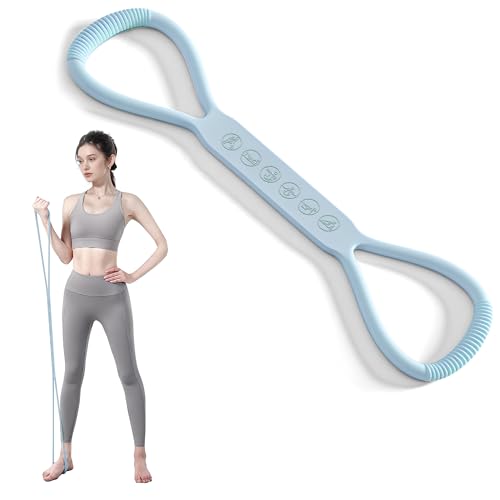 PROIRON Figure 8 Resistance Bands with Handles Exercise Band Stretch Bands for Yoga arm Chest and Shoulder Stretch 8 Shaped Resistance Band for Women - color: Medium-Blue, size: Standard