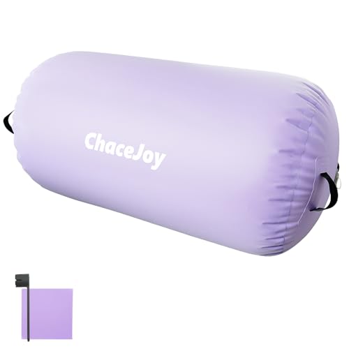 Gymnastics Air Barrel Inflatable Tumbling Roller for Cheerleading and Gymnastics Home Training Perfect for Back Handspring Practice Tumbling Drills Air Roller for Kids and Adults Includes Repair Kit - color: Light Purple, size: (L)39.3"x(Diam)29.5"-No pum
