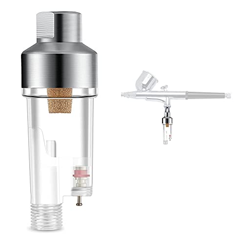 Airbrush Moisture Trap, 1/8" BSP In-Line Filter, Oil Water Separator | Removes moisture & oil from compressed air, Compact in-line design , Fits all 1/8" BSP airbrushes - size: pocket size