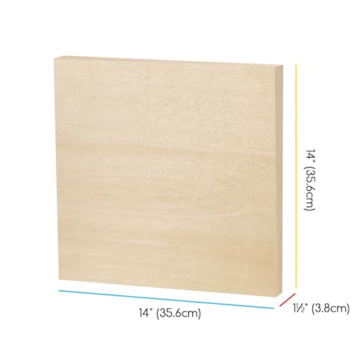 MEEDEN Unfinished Wood Canvas Board:14x14 Canvas Panel Pack of 2 | 1-1/2" Deep Wooden Panel Board, Blank Cradled Wood Art Board for Painting - Rectangle - size: 14"x14"- 2 Pack