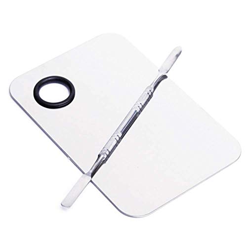 Stainless Steel Cosmetic Makeup Palette, Professional Cosmetic Mixing Makeup Palette Spatula Makeup Artist Tool, Beauty Salon Color Cream Mixing Palette With A Spatula Makeup Nail Art Palette - size: 2 Piece Set
