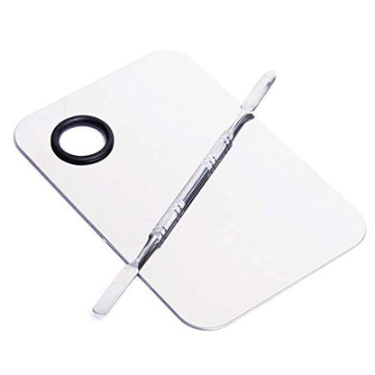 Stainless Steel Cosmetic Makeup Palette, Professional Cosmetic Mixing Makeup Palette Spatula Makeup Artist Tool, Beauty Salon Color Cream Mixing Palette With A Spatula Makeup Nail Art Palette - size: 2 Piece Set