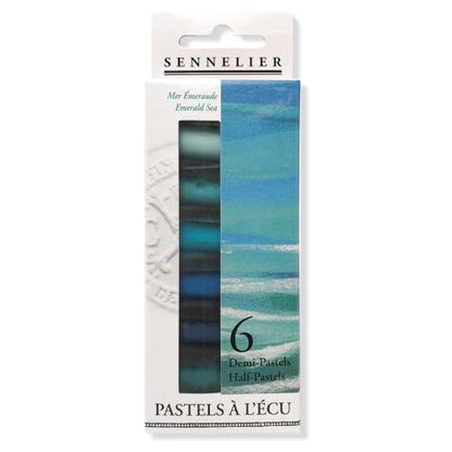 SENNELIER Extra-Soft French Pastel for Professional Artists, Emerald Sea inspired Half Pastel Set of 6 - color: Emerald Sea