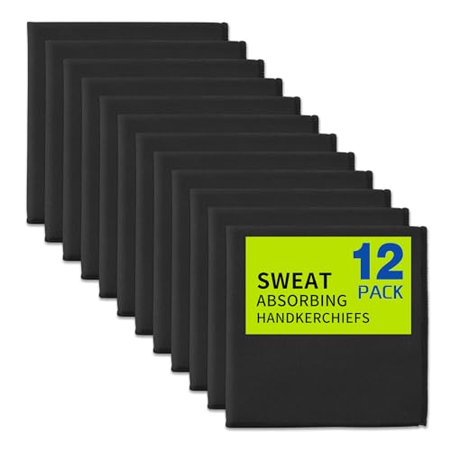 12 Pack Sweat Absorbing Handkerchiefs,Microfiber Sweat Rags Towels for Men & Women,Small Sweat Cloth for Hand,Hankies - color: Classic Black