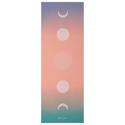 Gaiam Premium Yoga Mat, 6mm Thick Print Mat | Premium 6mm thick cushioning for joint support. Non-slip print design for yoga, Pilates & floor workouts. - color: Pastel Moon Phases