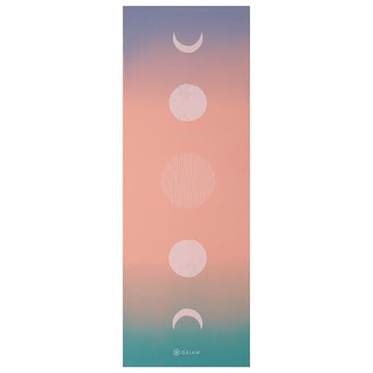 Gaiam Premium Yoga Mat, 6mm Thick Print Mat - color: Pastel Moon Phases