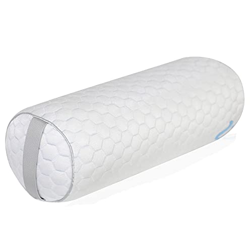 Kingnex Cylinder Bolster Roll Pillow for Back or Side Sleepers 20x8 | Shredded Latex Filling, Removable Cooling Cover, Under Knees for Back Sleepers, Between Legs to Relief Lower Back Pain - size: 20 Lx8 D