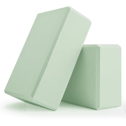 Yoga Blocks 2 Pcs, 9"x6"x3" Yoga Brick Foam Blocks EVA Foam Block Yoga Props Accessories for Yoga Pilates Stretching and Meditation - color: Mint Green