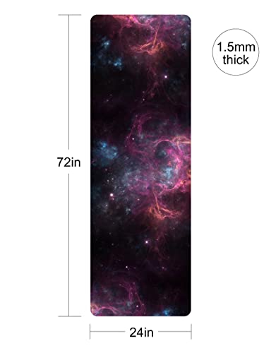 nuveti Printed Travel Yoga Mat 1/16 Inch Thick Non Slip Fitness Workout Mat | with Carrying Bag, Foldable Lightweight Suede & Natural Rubber Yoga Mat for Yoga Pilates and Fitness 72" L x 24" W x 1.5mm - color: XingLuoQiBu