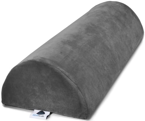 Knee Pillow for Back Sleeping | Large Half Moon Bolster Pillow for Legs, Under Knee Pillow for Sleeping on Back (20.5"x 8"x 4.5") Leg Pillow for Ankle and Foot Comfort, Machine Washable Cover, Grey - style: Knee Half Moon