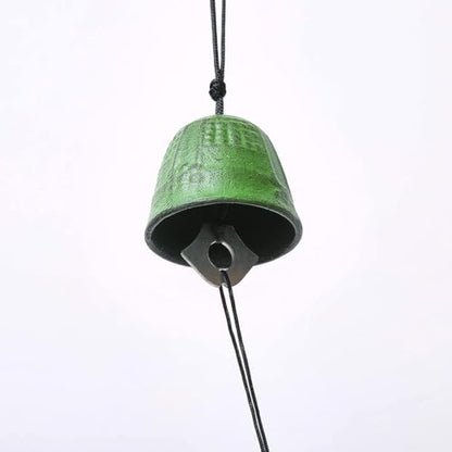 Japanese Bless Small Wind Chimes Outdoor, Iwachu Cast Iron Lucky Temple Wind Bell Memorial and Sympathy Wind Chimes for Outside or Indoor for Good Luck Garden, Patio, Balcony(Green Temple Bell)