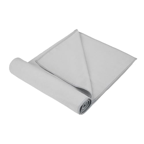 Takywep Machine Washable Light Grey Microfiber Yoga Towel, Non-Skid Sweat Absorbing Mat Protector, Fast Drying Fitness Cloth Suitable for Hot Yoga, Pilates and Daily Gym Workouts - color: Gray