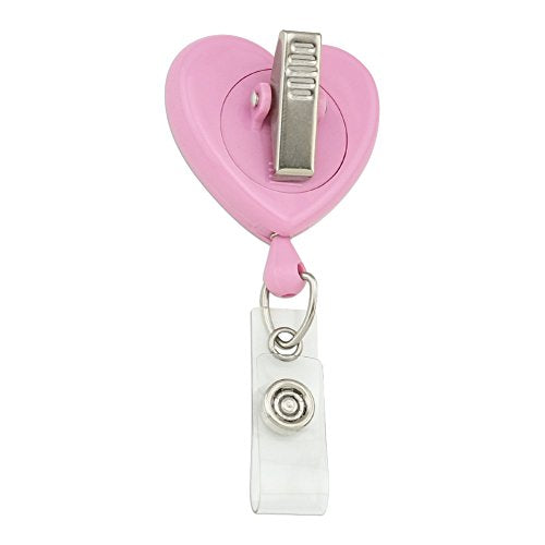 Downward-Facing Dog Yoga Pose Heart Lanyard Retractable Reel Badge ID Card - color: Pink