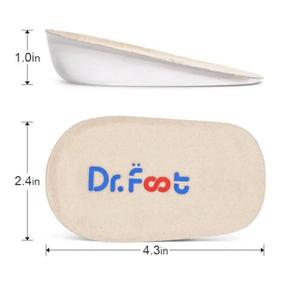 Dr.Foot Height Increase Insoles, Heel Cushion Inserts, Heel Lift Inserts for Leg Length Discrepancies - color: Beige, size: Large (1" Height)