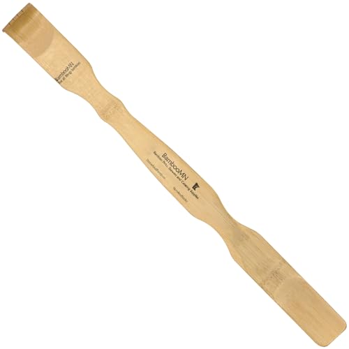 BambooMN 17 Inch Bamboo Wooden Back Scratchers Shoe Horn for Itchy Stress Relief, 2 Units - color: 17" Backscratcher Shoehorn, size: 2 Units