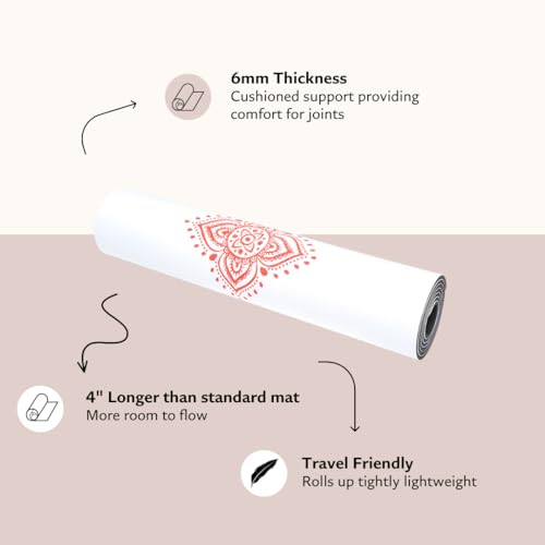Shakti Warrior TPE Yoga Mat (72 inch x 24 inch x 6mm Thick) | Artist-designed premium TPE yoga mat with a non-slip surface for regular yoga, hot yoga, Pilates, workouts and practice. - color: Chakra 6mm