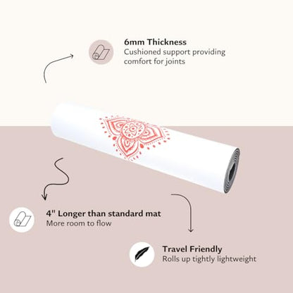 Shakti Warrior TPE Yoga Mat (72 inch x 24 inch x 6mm Thick) | Artist-designed premium TPE yoga mat with a non-slip surface for regular yoga, hot yoga, Pilates, workouts and practice. - color: Chakra 6mm