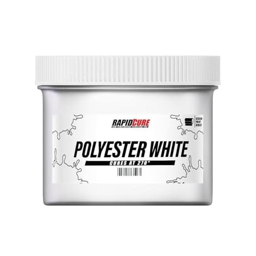 Rapid Cure Polyester White Plastisol Ink - Screen Printing Ink, 8 oz. | Cures At 270°F Vs. Standard 320°F For Faster Turnaround - Bold Opaque Color, Non-Phthalate, CPSIA Safe, USA Made - Poly White - color: Polyester White, size: 8 fl oz