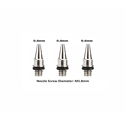 3PCS 0.4mm Airbrush Nozzles and Needles Replacement Parts with 11 in 1 Airbrush Cleaning Repair Tool for Airbrush Gun - size: 3PCS 0.4mm Nozzle and Needles/Cleaning Kit