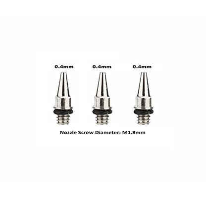 3PCS 0.4mm Airbrush Nozzles and Needles Replacement Parts with 11 in 1 Airbrush Cleaning Repair Tool for Airbrush Gun - size: 3PCS 0.4mm Nozzle and Needles/Cleaning Kit
