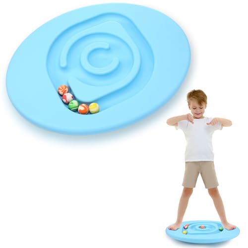 Seenelling Kids Maze Balance Board Sensory Training Toy, Blue, Round - color: Blue, style: Round