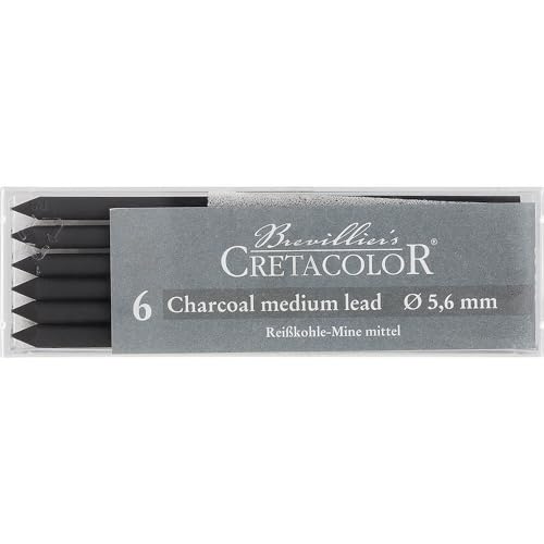 Cretacolor Charcoal Lead, Charcoal Lead Medium Box of 6 - style: Charcoal Medium