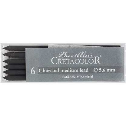 Cretacolor Charcoal Lead, Charcoal Lead Medium Box of 6 - style: Charcoal Medium