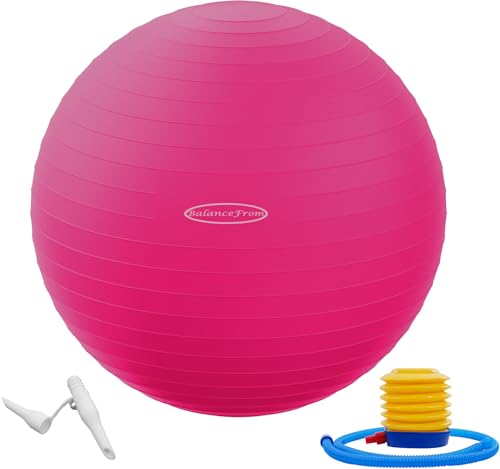 Fitvids Anti-Burst and Slip Resistant Exercise Ball Yoga Ball Fitness Ball Birthing Ball with Quick Pump - color: Pink, size: XXL(31-34in/78-85cm)