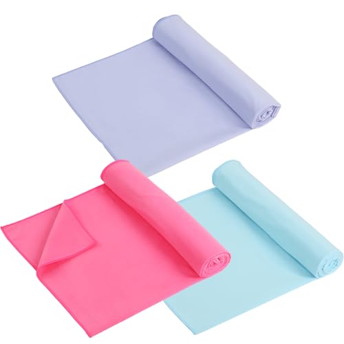 Breling 3 Pack 26"x73" Hot Yoga Mat Towel Pack Non-Slip Yoga Mat Gym Sweat Absorbent Microfiber Towel for Pilates Workout Women Men - color: Purple,red,blue