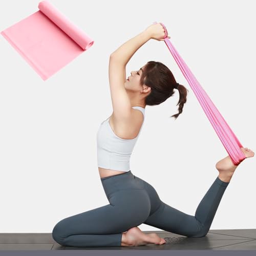 Resistance Bands Exercise Stretch Bands Long Pilates Flexbands for Yoga Pilates 6.56 FT,Thickness 0.45MM, Pink
