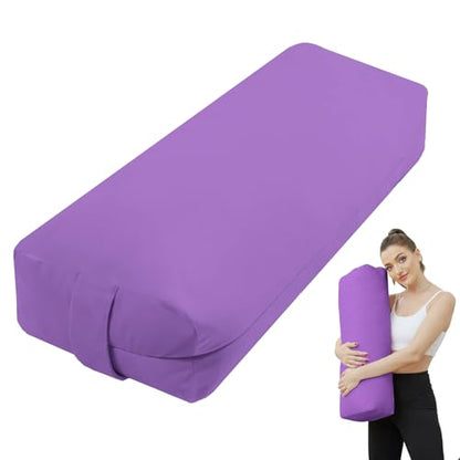 Rectangular Yoga Bolster Pillow for Restorative Yoga - color: Purple