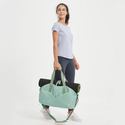 Ceneda 20" Gym Bag for Women with Wet Pocket & Shoe Compartment, Lightweight Duffel Waterproof Carry On Duffle for Travel, Yoga, Overnight (Mint Green) - color: Mint Green