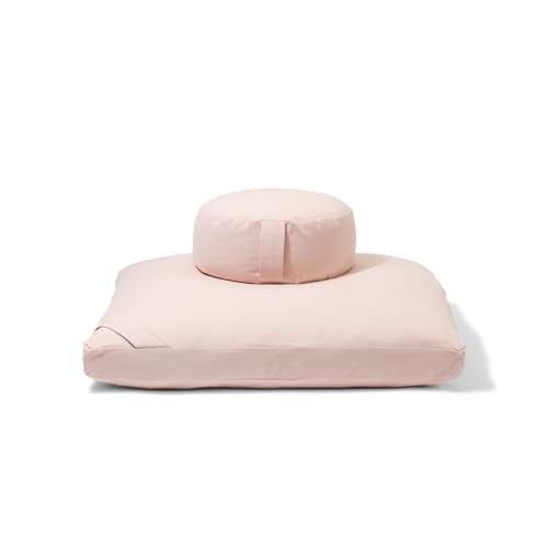 renoo Meditation Cushion Set - Zafu Meditation Pillow and Zabuton Floor Cushion - Adjustable Organic Buckwheat and Cotton Fill - GOTS Certified Cotton Washable Covers - 30x30x10 - Multiple Colors - color: Dawn