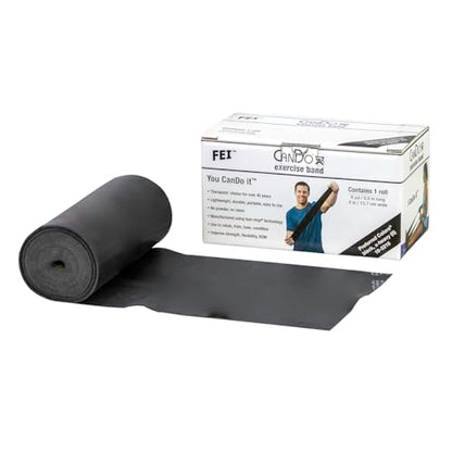 Cando-1211054 CanDo Low Powder Exercise Band, 6 yard Roll, Black: X-Heavy - color: Black: X-Heavy, size: 6 yard roll