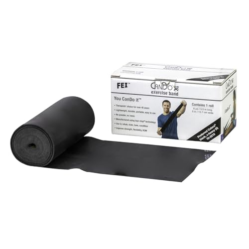 Cando-1211054 CanDo Low Powder Exercise Band, 6 yard Roll, Black: X-Heavy - color: Black: X-Heavy, size: 6 yard roll