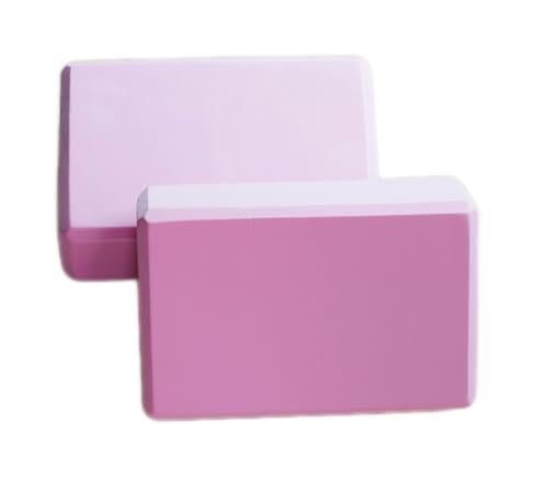 Yoga Block High Density EVA Foam Blocks 2 Packs 9"x6"x3" Each, Supportive, Lightweight with Beveled Edges for Yoga, Pilates, and Meditation - color: Pink